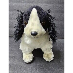 TY Spaniel FROLIC Puppy Dog Black White Buddy 14" Plush Stuffed Animal Toy 2002